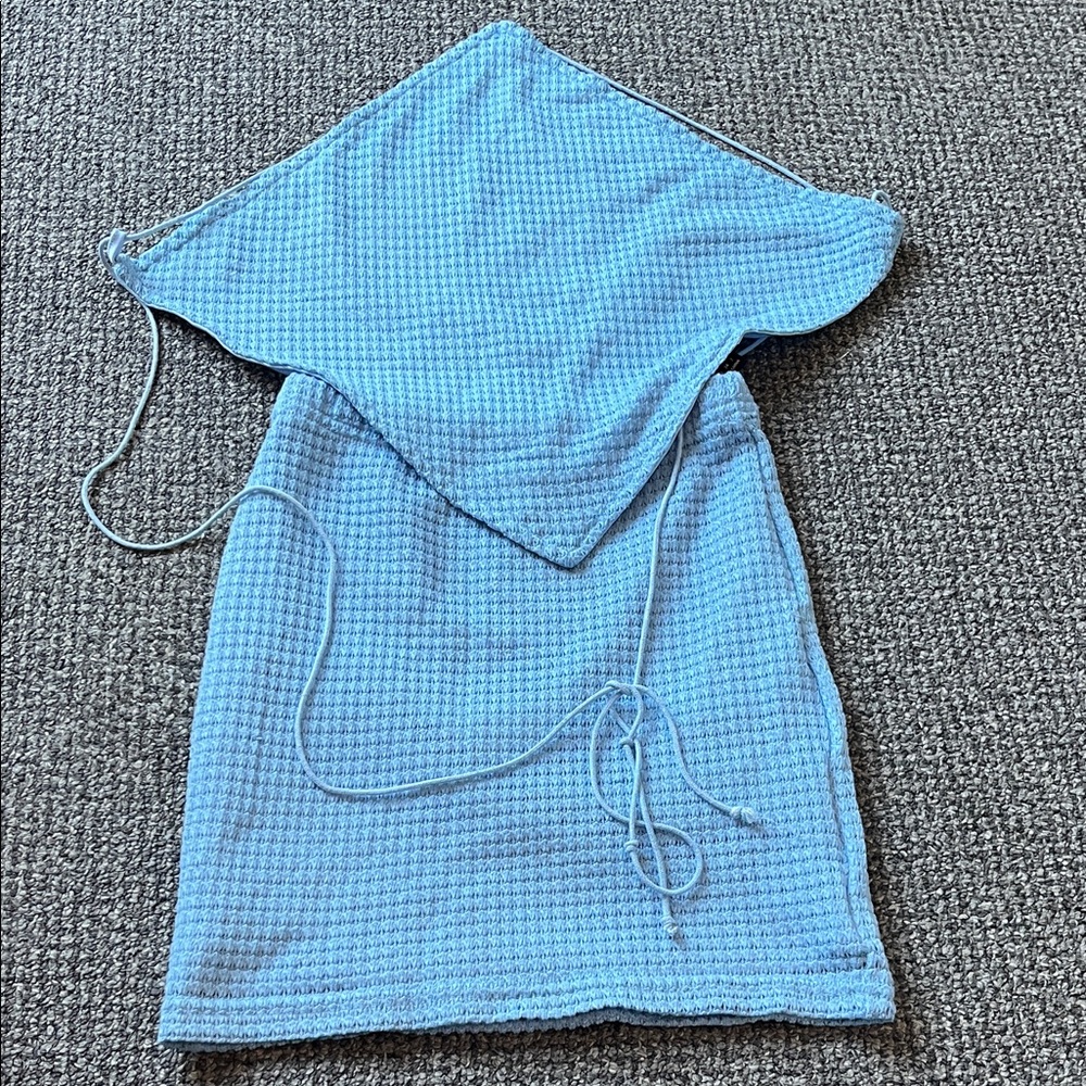 Blue Textured Two-Piece Set